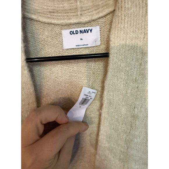 NWT Old Navy Cream Acrylic Blend Open Face Long Duster Cardigan XL - Picture 3 of 5